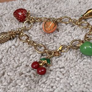 Joan Rivers Gold Tone 7 Enameled Fruits